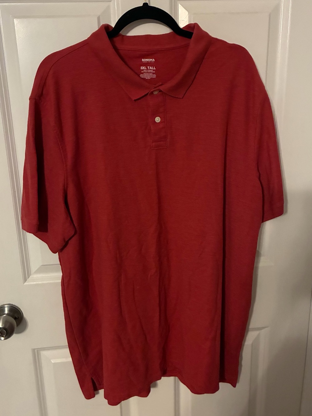 Sonoma Men's Brick Red Polo Shirt - Short Sleeve Button Placket